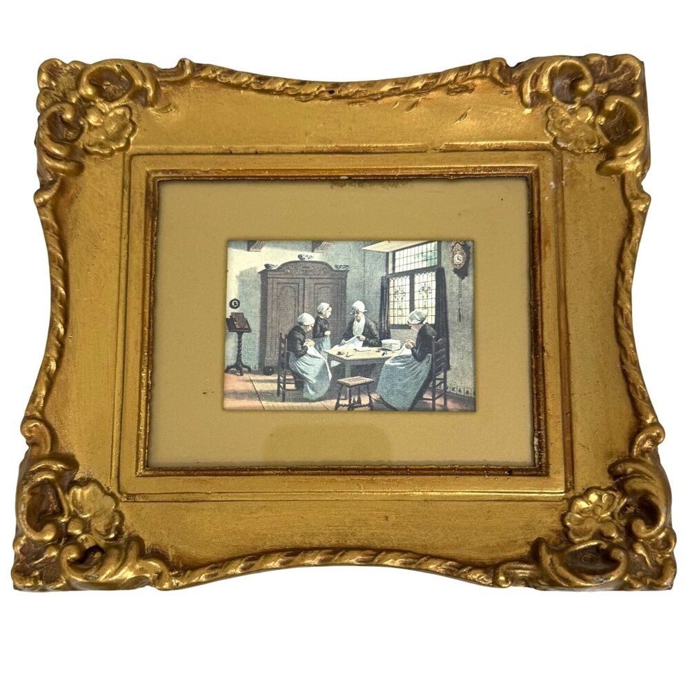 Gold Framed Print The Sewing School by David Adolf Constant Artz